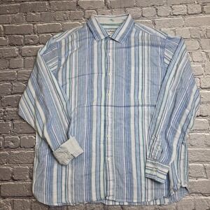 Tommy Bahama Shirt Mens XL Linen Relax Button Up Multicolor Vertical Striped